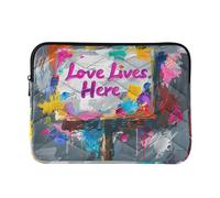 Text Love Lives Here Laptop Sleeve Case 15-16 Inch Soft Lining Computer Bag for Work Journey