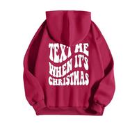 Text Me When It's Christmas Hoodies for Teen Girls Drawstring Letter Print Pullover Tops Oversized Sweatshirt with Pocket 2024 New
