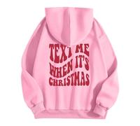 Text Me When It's Christmas Hoodies for Teen Girls Drawstring Letter Print Pullover Tops Oversized Sweatshirt with Pocket 2024 New