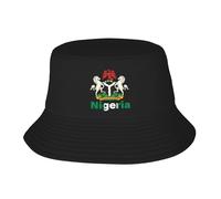 Text National Emblem Nigeria Nigerian Bucket Hat Black Fisherman Fishing Fisher Cap Vintage Packable Funny Travel Summer Beach Sun Hat for Men Women