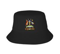 Text National Emblem Uganda Bucket Hat Black Fisherman Fishing Fisher Cap Vintage Packable Funny Travel Summer Beach Sun Hat for Men Women