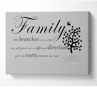 Text Quotes Family Quote Family Like Branches On A Tree Grey Canvas Print Wall Art - Canvas Art Medium 20 x 32 Inches