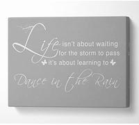 Text Quotes Life Isnt About Waiting Grey White Canvas Print Wall Art - Canvas Art Medium 20 x 32 Inches