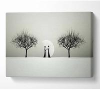 Text Quotes Love Between The Trees And Moon Canvas Print Wall Art - Canvas Art Large 26 x 40 Inches