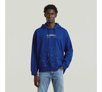 Text Splatters Relaxed Hoodie Sweater - Medium blue - Men XXL