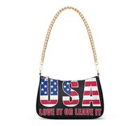 Text USA Letters American Flag Clutch Handbags Womens Aesthetic Shoulder Bag Hobo Purse Clutch Zipper Closure Chain Strap