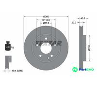 TEXTAR 2 X BRAKE DISC 92091303 FOR MERCEDES-BENZ