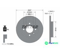 TEXTAR 2 X BRAKE DISC 92092803 FOR CITROËN PEUGEOT