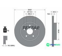 TEXTAR 2 X BRAKE DISC 92093500 FOR TOYOTA