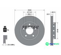 TEXTAR 2 X BRAKE DISC 92098400 FOR AUDI