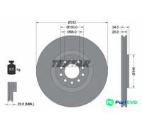 TEXTAR 2 X BRAKE DISC 92098505 FOR AUDI SEAT VW