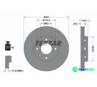 TEXTAR 2 X BRAKE DISC 92100403 FOR MITSUBISHI VOLVO