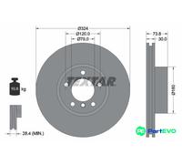 TEXTAR 2 X BRAKE DISC 92107105 FOR BMW