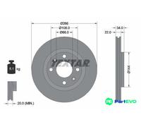 TEXTAR 2 X BRAKE DISC 92111503 FOR CITROËN PEUGEOT