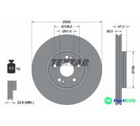 TEXTAR 2 X BRAKE DISC 92119003 FOR RENAULT