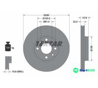TEXTAR 2 X BRAKE DISC 92119203 FOR NISSAN RENAULT DACIA