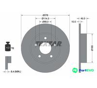 TEXTAR 2 X BRAKE DISC 92125703 FOR NISSAN