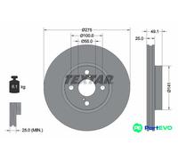 TEXTAR 2 X BRAKE DISC 92126003 FOR TOYOTA