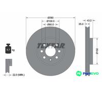 TEXTAR 2 X BRAKE DISC 92129303 FOR OPEL VAUXHALL