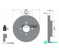 TEXTAR 2 X BRAKE DISC 92130800 FOR HYUNDAI