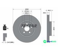 TEXTAR 2 X BRAKE DISC 92135603 FOR TOYOTA