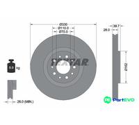 TEXTAR 2 X BRAKE DISC 92145103 FOR ALFA ROMEO JEEP