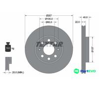 TEXTAR 2 X BRAKE DISC 92145703 FOR FIAT OPEL