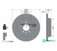 TEXTAR 2 X BRAKE DISC 92147603 FOR LAND ROVER