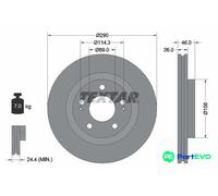TEXTAR 2 X BRAKE DISC 92148303 FOR MITSUBISHI
