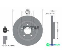 TEXTAR 2 X BRAKE DISC 92148500 FOR MITSUBISHI