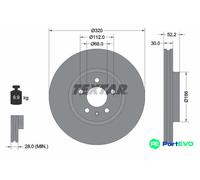 TEXTAR 2 X BRAKE DISC 92160005 FOR AUDI