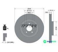 TEXTAR 2 X BRAKE DISC 92160205 FOR AUDI