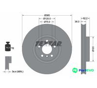 TEXTAR 2 X BRAKE DISC 92161005 FOR BMW