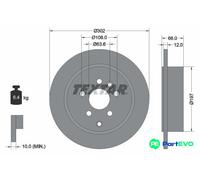 TEXTAR 2 X BRAKE DISC 92162703 FOR LAND ROVER