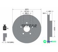 TEXTAR 2 X BRAKE DISC 92163803 FOR TOYOTA