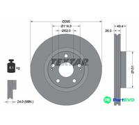 TEXTAR 2 X BRAKE DISC 92168003 FOR TOYOTA