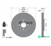 TEXTAR 2 X BRAKE DISC 92168503 FOR CITROËN PEUGEOT DS (CAPSA) DS