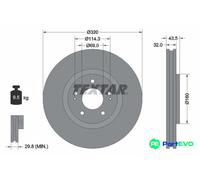 TEXTAR 2 X BRAKE DISC 92169903 FOR MITSUBISHI