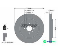 TEXTAR 2 X BRAKE DISC 92170203 FOR MG