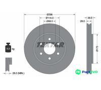 TEXTAR 2 X BRAKE DISC 92199603 FOR NISSAN