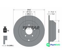 TEXTAR 2 X BRAKE DISC 92223403 FOR HYUNDAI KIA