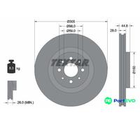 TEXTAR 2 X BRAKE DISC 92228503 FOR ALFA ROMEO