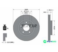 TEXTAR 2 X BRAKE DISC 92232205 FOR NISSAN