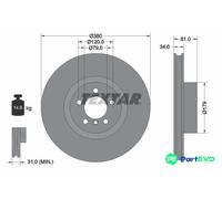 TEXTAR 2 X BRAKE DISC 92233905 FOR LAND ROVER