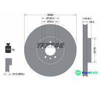 TEXTAR 2 X BRAKE DISC 92235605 FOR LAND ROVER