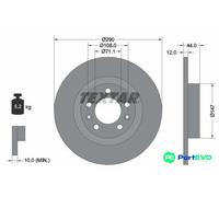 TEXTAR 2 X BRAKE DISC 92238003 FOR PEUGEOT