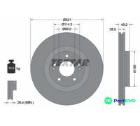 TEXTAR 2 X BRAKE DISC 92242905 FOR HYUNDAI KIA