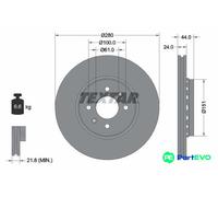 TEXTAR 2 X BRAKE DISC 92254603 FOR RENAULT