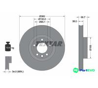 TEXTAR 2 X BRAKE DISC 92262605 FOR PORSCHE VW