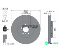 TEXTAR 2 X BRAKE DISC 92266125 FOR BMW